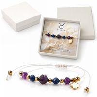 Bransoletka Damska na Urodziny Zodiak Byk Naturalne Kamienie Ametyst Lapis