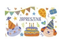 Zaproszenia urodzinowe Kotki Pieski, 10 szt.