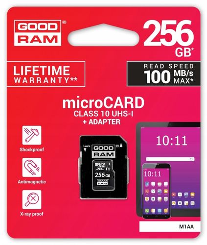 KARTA PAMIĘCI MICRO SD GOODRAM SDXC 256GB + ADAPTER CLASS 10 na Arena.pl