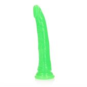 slim realistic dildo with suction cup   glow in the dark   9 / 22,5 cm