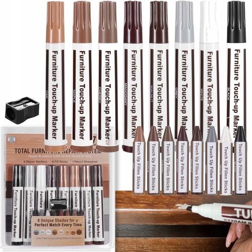 ZESTAW DO NAPRAWY RYS MEBLI DREWNIANYCH MARKARAMI PANELI DRZWI 8 SZT WOSK na Arena.pl