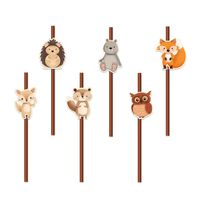 Słomki papierowe Leśni przyjaciele, 6 szt.