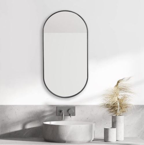 Lustro Elipsa  100x50cm czarne GX06 ścienne owalne łazienkowe do salonu sypialni loftowe Industrialne minimalistyczne na Arena.pl