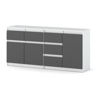 Komoda Do Salonu 5 Szuflad Szafka Nowoczesna 160cm Pojemna Biała Szara Mat