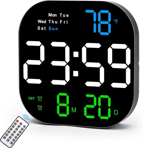 CYFROWY ZEGAR ŚCIENNY BUDZIK Z PILOTEM na Arena.pl