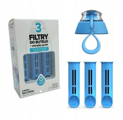 Zestaw Dafi niebieski zakrętka + 3 filtry do butelki Dafi Soft i Solid na Arena.pl