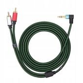 Kabel rozdzielacz stereo RCA 90 stopni 3,5 mm na 2 RCA