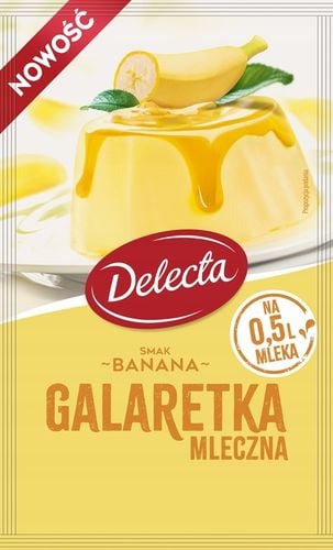 Galaretka mleczna Delecta banan, gruszka, morela, malina, śmietanka na Arena.pl