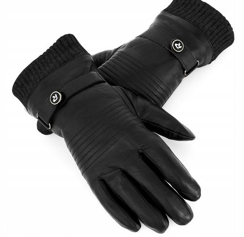 RĘKAWICZKI REVERSE SKORZANE MĘSKIE CZARNE ZE ŚCIĄGACZEM SKÓRA NAT. na Arena.pl