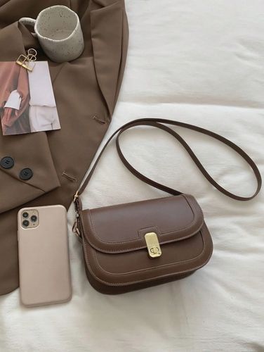 TOREBKA DAMSKA BRĄZOWA CIEMNA SKÓRZANA NA RAMIĘ LISTONOSZKA PASEK EKO D08 na Arena.pl