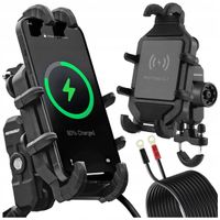 MOTOCYKLOWY UCHWYT NA TELEFON KIEROWNICĘ ŁADOWARKA USB 18W INDUKCYJNA 15W