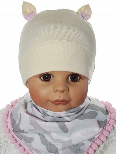 KOMPLET CZAPKA + CHUSTKA Z POMPONIKAMI CZAPECZKA + CHUSTECZKA 3-12 M-C 4WZ na Arena.pl