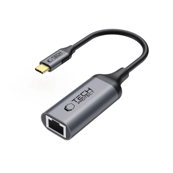 Adapter Tech-Protect UltraBoost USB-C do Ethernet RJ45 1000Mbps - czarny zdjęcie 1
