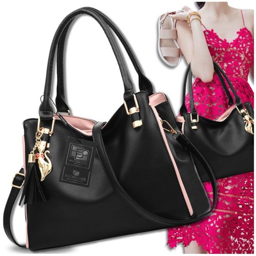 Torebka Damska Skórzana BAD&BAGS Na Ramię Torba Shopperka Czarna Pojemna na Arena.pl