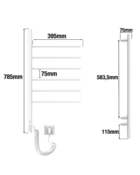 ELNA Grzejnik łazienkowy elektryczny WERTYKAL 6 BIAŁY POŁYSK zdjęcie 4