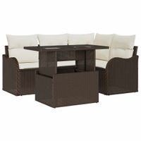 Zestaw Sof na Ogród 5 pcs Brązowy 100 x 55 x 73 cm Polirattan