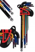 KLUCZE IMBUSOWE HEX DŁUGIE IMBUS 1,5-10 KOLOROWE Z KULKĄ 9 SZT SCHMITH