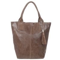 VERA PELLE torebka skórzana shopper lakierowana na ramię V588 c.taupe