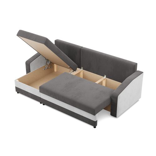 Narożnik uniwersalny, mikrofaza, AURELO, 231x140x92 cm, szary, biały na Arena.pl