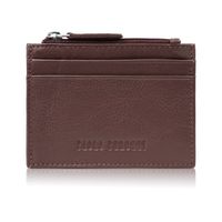 skórzane etui na karty z kieszonką na suwak rfid koniakowe