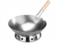 2w1 HQ Wok Chiński Patelnia Stalowa 33CM 13″ + Pierścień Podstawka do Woka