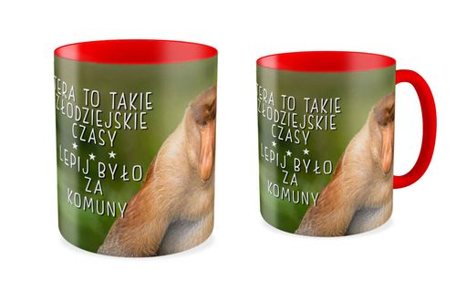 Kubek z nosaczem Za komuny było lepiej - 330 ml - czerwony na Arena.pl