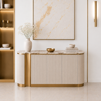 Komoda glamour owalna ryflowana Nutris 158x40x88 z marmurem