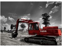 50X70CM CZERWONA KOPARKA OBRAZ POKOJU DREWNINE