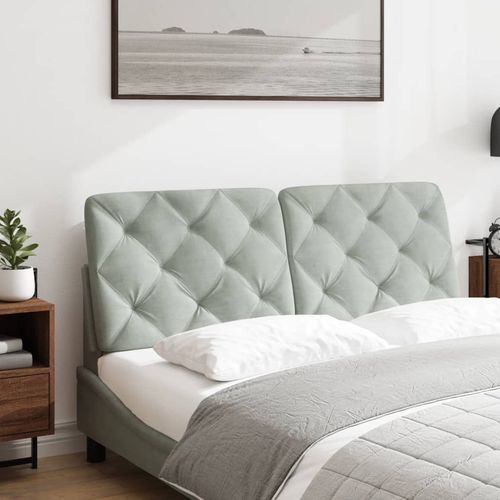 Poduszka na wezgłowie, jasnoszara, 140 cm, aksamitna na Arena.pl