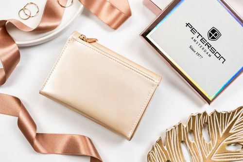 portfel damski ze skóry ekologicznej na zatrzask i suwak - peterson na Arena.pl