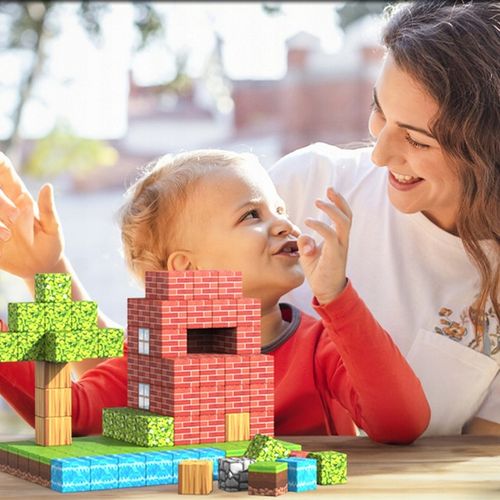 MAGNETYCZNE KLOCKI KONSTRUKCYJNE CHATY KOSTKI 3D STEM DLA DZIECI 100EL na Arena.pl