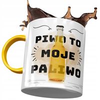 Kubek Żółty Śmieszny Zabawny Piwo To Moje Paliwo Z Nadrukiem Ze Zdjęciem