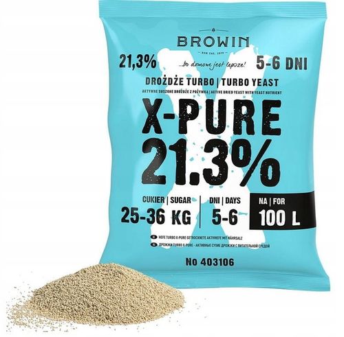 Drożdże X-PURE 21,3% TURBO 360g na 100 litrów na Arena.pl