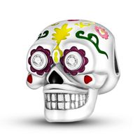 Zawieszka SREBRO 925 Charms Koralik Czaszka Halloween