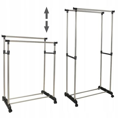 WIESZAK PODWÓJNY STOJĄCY NA KÓŁKACH UBRANIA STOJAK DO PRZEDPOKOJU na Arena.pl
