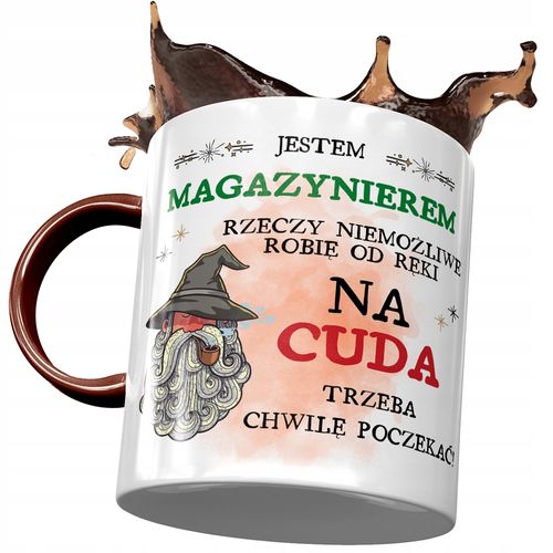 Kubek Bordowy Dla Magazyniera Na Cuda Trzeba Z Nadrukiem Ze Zdjęciem na Arena.pl