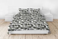 Pościel z kory 160x200 zielone szare listki na białym tle