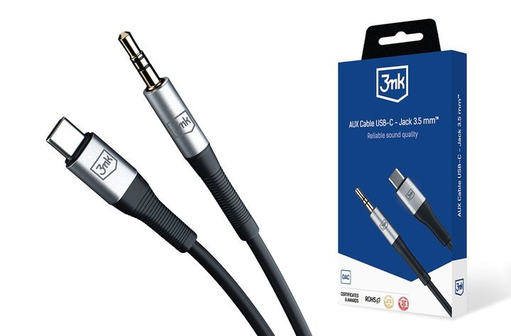 3mk Kabel AUX Cable minijack 3,5 mm - USB C 1 m zdjęcie 1