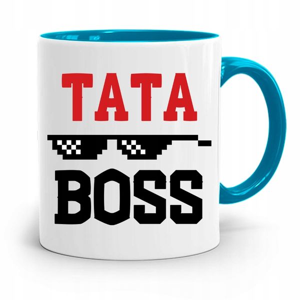 Kubek Błękitny Prezent Dla Taty Ojca Tata Boss Z Nadrukiem Ze Zdjęciem zdjęcie 1