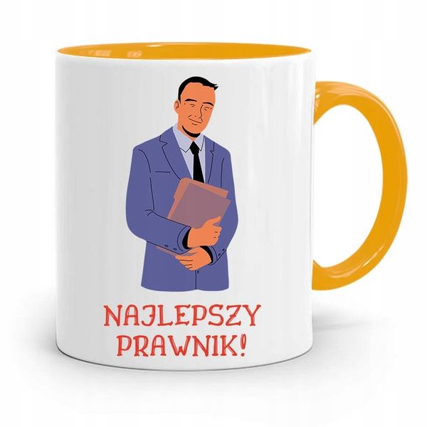 Kubek Żółty Prezent Dla Prawnika Najlepszy Prawnik Z Nadrukiem Ze Zdjęciem zdjęcie 1