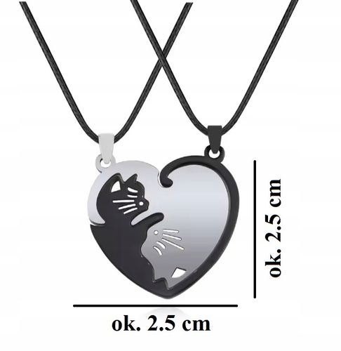 Naszyjniki Serduszko Połówy Koty Komplet Yin Yang 2x Wisory dla Zakochanych na Arena.pl