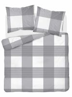 Pościel flanelowa 220x200cm. Flanela bawełniana gruba - kratka szara