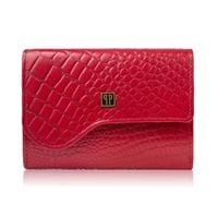 portfel damski skórzany mały czerwony croco w orientacji poziomej