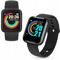 QIKtech Smartwatch KROKOMIERZ TĘTNO ALERTY Bluetooth Polskie Menu (czarny)