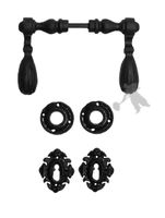 KLAMKA Z KPL. SZYLDÓW DEKORACYJNYCH POD KLUCZ ŻELIWNA RETRO