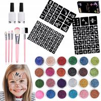 DUŻY ZESTAW DO ROBIENIA TATUAŻY SZABLONY TATUAŻE BROKATOWE ZMYWALNE BROKATY