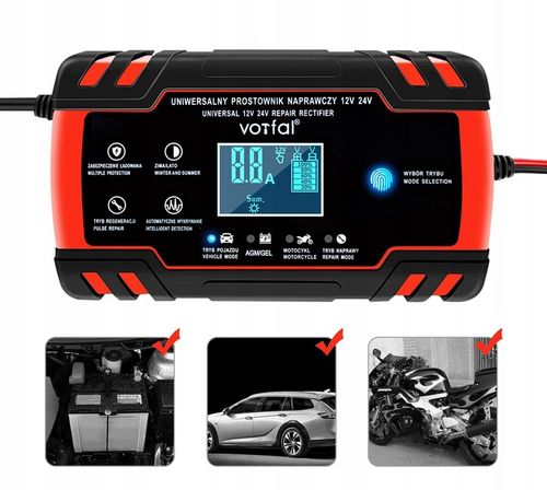 ŁADOWARKA PROSTOWNIK DO AKUMULATORA 12/24V AGM ŻEL na Arena.pl