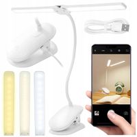 Lampka biurkowa nocna LED akumulator 6000 mAh regulowane światło klips