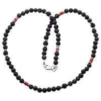 Naszyjnik męski - Jaspis, lawa, Hematyt i srebro