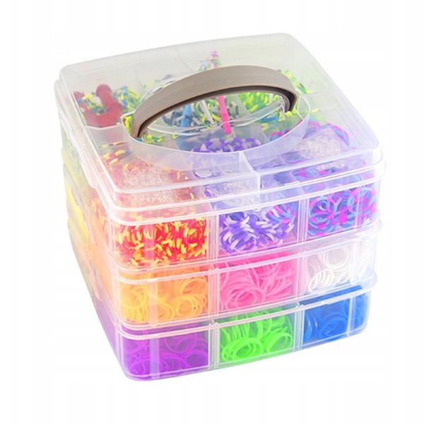 ZESTAW XL GUMEK DO ROBIENIA BRANSOLETEK GUMKI 3000 SZT. AKCESORIA ORGANIZER zdjęcie 8